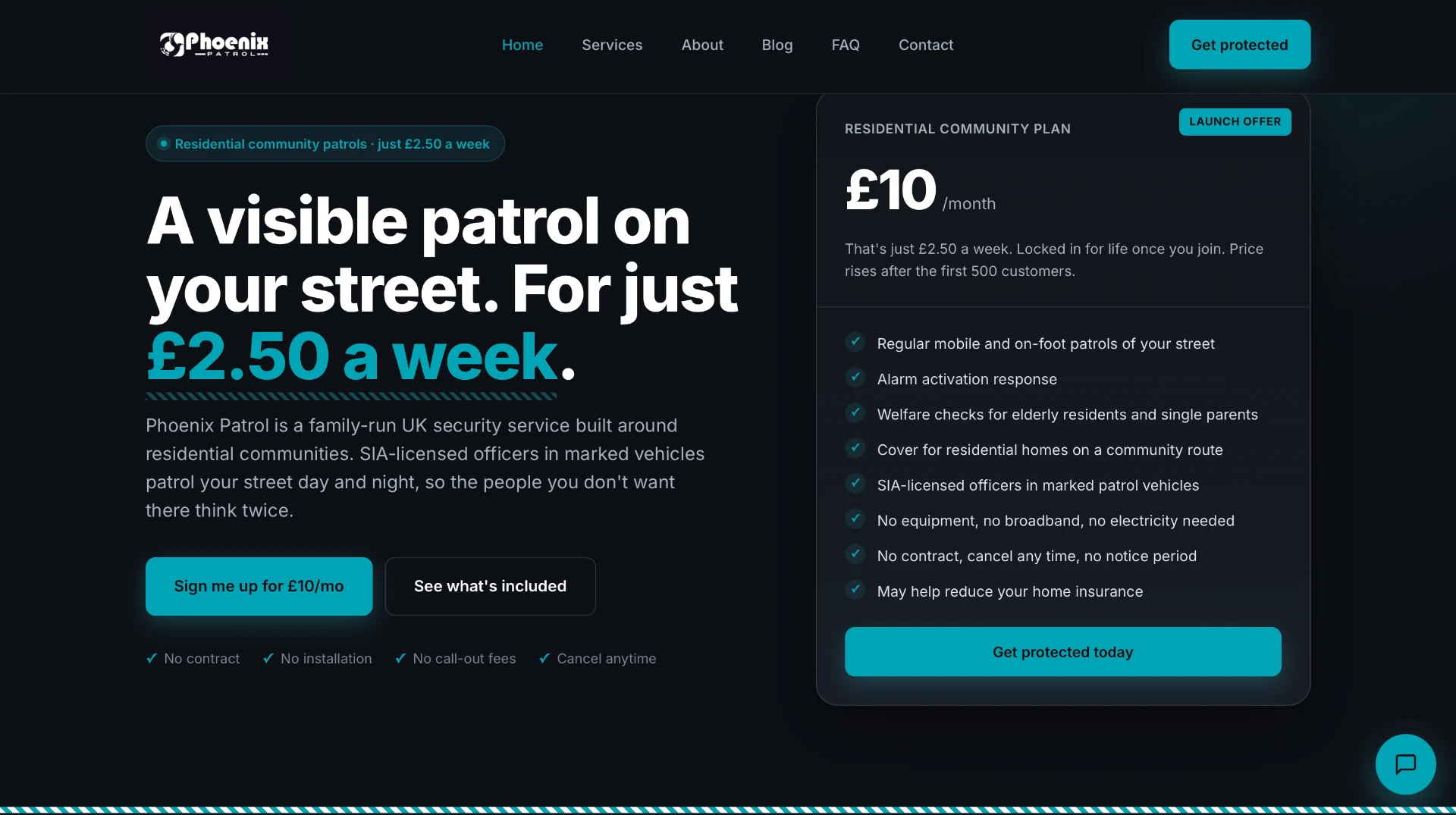 Phoenix Patrol website homepage
